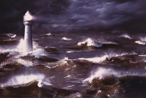 Lighthouse And Waves, South Africa