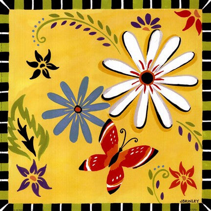 Daisies And Butterflies-Yellow