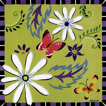 Daisies And Butterflies-Green