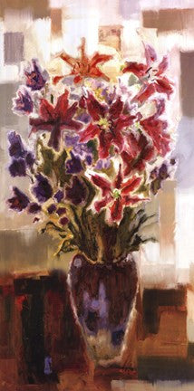 Lilies in Purple Vase