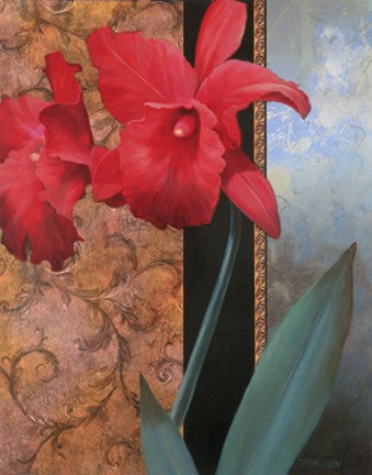 Lily Red-Teal Damasque