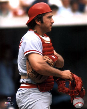 Johnny Bench - Holding catchers mask