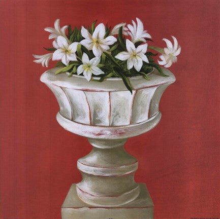 White Flowers In Glass Pot