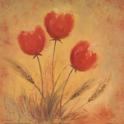 Orange Tulips and Wheat