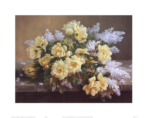 Still Life of Yellow Roses with Lilacs