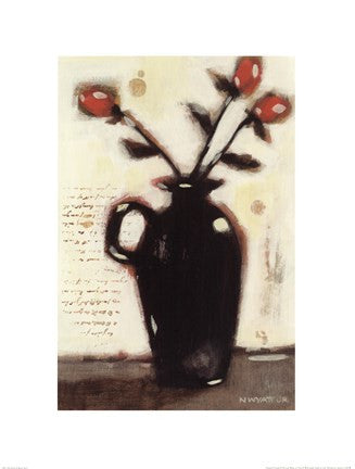 Red Roses in Black Vase I