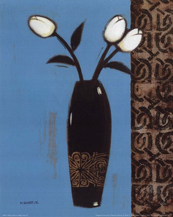 White Flowers Black Vase II