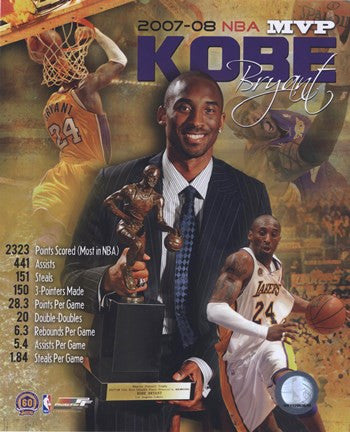 Kobe Bryant 2008 MVP Portrait Plus; LA Lakers