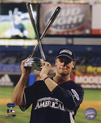 Justin Morneau with the 2008 MLB Home Run Derby Trophy