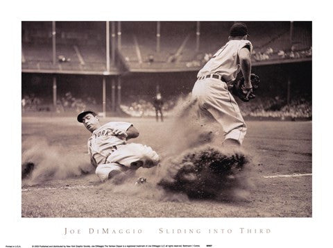 Joe DiMaggio Sliding Into Third