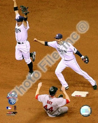 Akinori Iwamura & Jason Bartlett celebrate the final out Game 7 of the 2008 ALCS