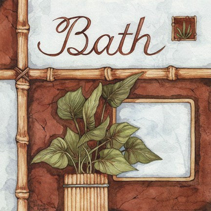 Bath (over a green plant)