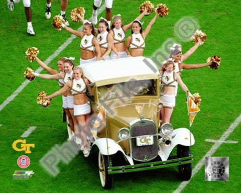 Georgia Tech University Yellow Jacket Cheerleaders ride the Rambling Wreck 2004