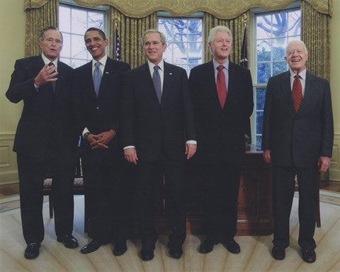 Presidents Bush Senior, Obama, Clinton, Bush and Carter