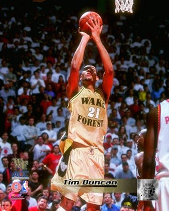 Tim Duncan Wake Forest Demon Deacons 1997 Action