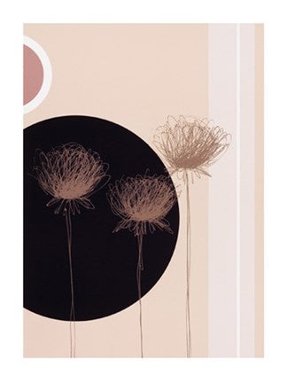 Three Dandelions on black circle