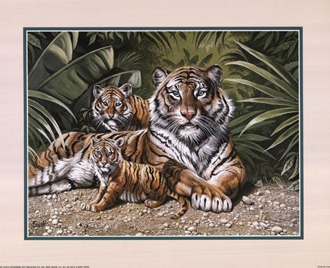 Yellow Tiger With Cubs