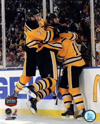 Patrice Bergeron, Zdeno Chara, & Marco Sturm Celebrate the Game Winning Goal  2010 NHL Winter Classic