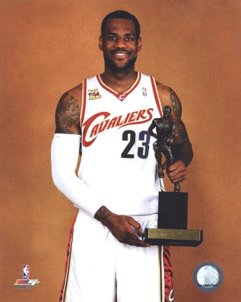 LeBron James with the 2009-10 MVP Trophy