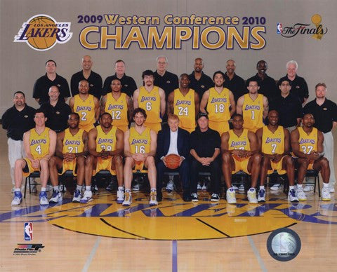 2009-10 Los Angeles Lakers Team Photo with Western Conference Champions Overlay