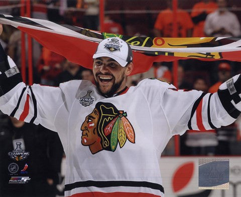 Dustin Byfuglien with Chicago Blackhawks Flag 2010 Stanley Cup Finals (#35)