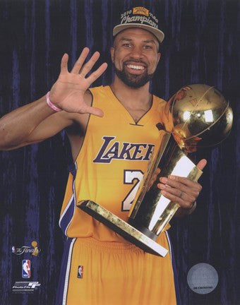 Derek Fisher with Championship Trophy in Studio (#28)