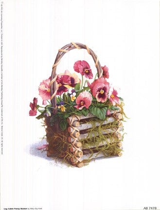 Log Cabin Pansy Basket