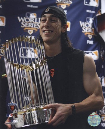 Tim Lincecum With World Series Trophy Game Five of the 2010 World Series