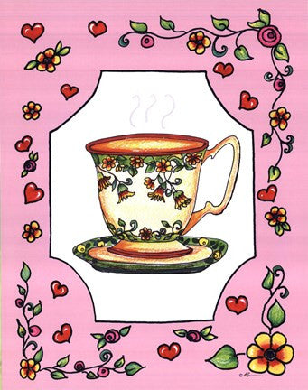 Teacup with Pink Coral Floral