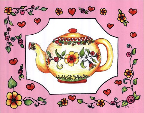 Teapot with Pink Coral Floral