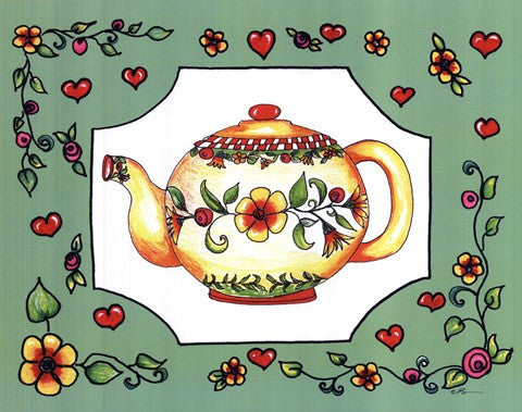 Teapot with Green Floral