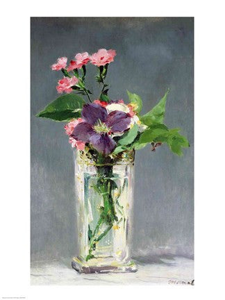 Pinks and Clematis in a Crystal Vase, c.1882