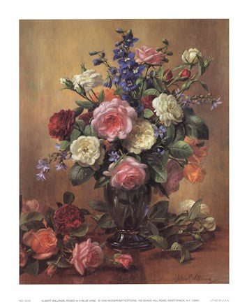 Roses in a Blue Vase