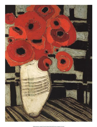 Poppies on Table with Chairs