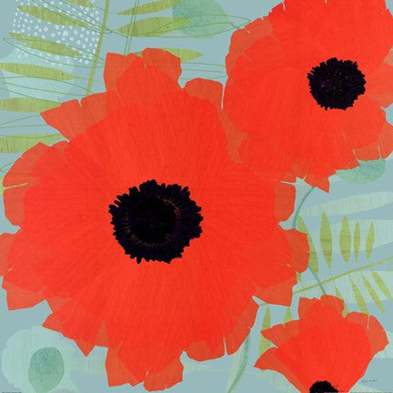 Collection of Poppies on Blue