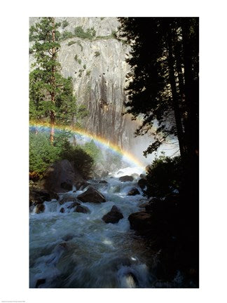 Yosemite National Park, rainbow above stream, USA, California