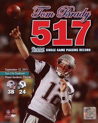 Tom Brady Most Passing Yards in New England Patriots History Overlay