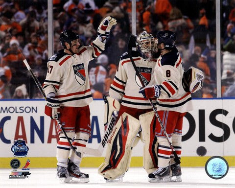 Henrik Lundqvist, Brandon Dubinsky, & Brandon Prust 2012 NHL Winter Classic Action