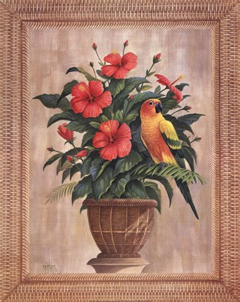 Hibiscus with Parrot