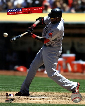 David Ortiz hits his 400th career home run at O.co Coliseum on Saturday, July 4, 2012 with Overlay