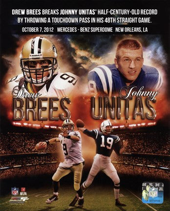 Drew Brees breaks Johnny Unitas' half-century-old record October 7, 2012