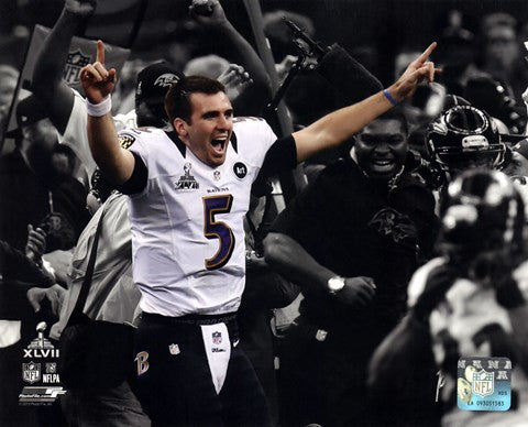 Joe Flacco Super Bowl XLVII Spotlight Celebration