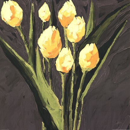 Yellow Tulips On Gray Square