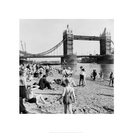 Londoners Relax on Tower Beach, 1952