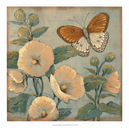 Butterfly & Hollyhocks I