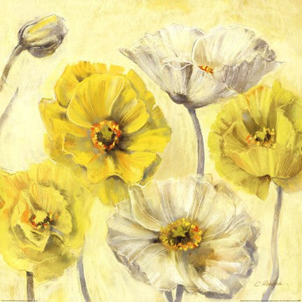 Gold and White Contemporary Poppies II