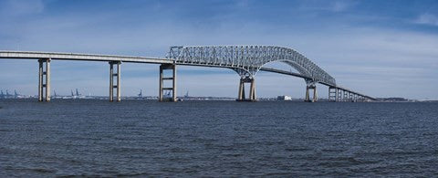 Bridge across a river, Francis Scott Key Bridge, Patapsco River, Baltimore, Maryland, USA