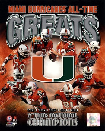 University of Miami Hurricanes All Time Greats Composite