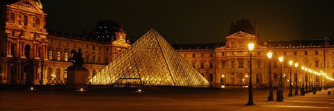 The Louvre Lit Up at Night, Paris, France