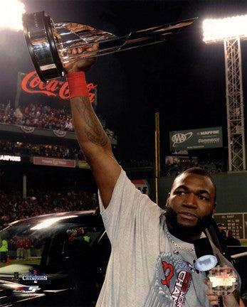 David Ortiz with the 2013 World Series MVP Trophy Game 6 of the 2013 World Series